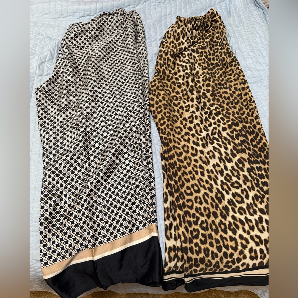 Leopard and Geometric Print plus size pants